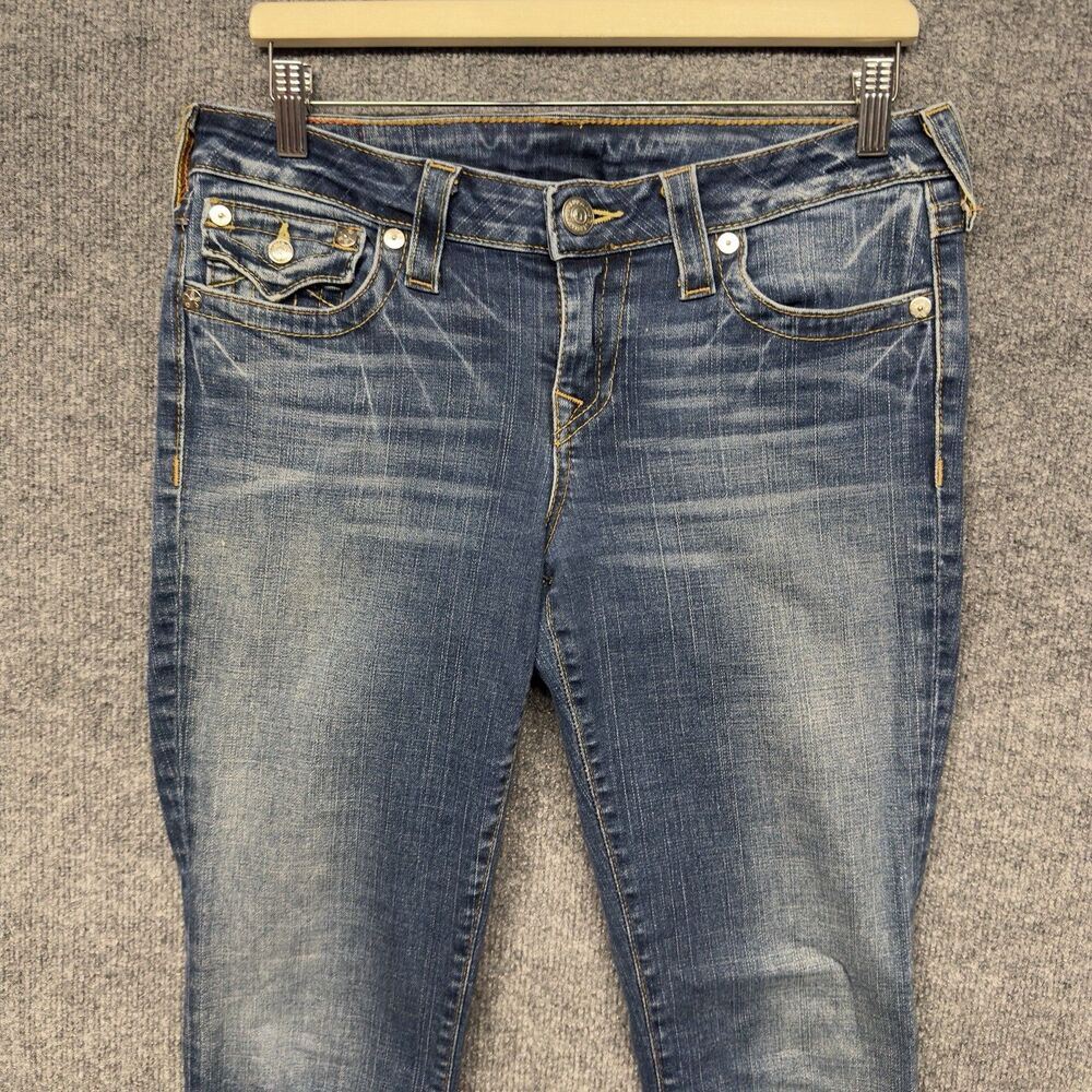 True Religion Low Rise Skinny Jeans Women’s Size 32 Flap Pocket Stitch Y2K FLAW - Picture 5 of 16